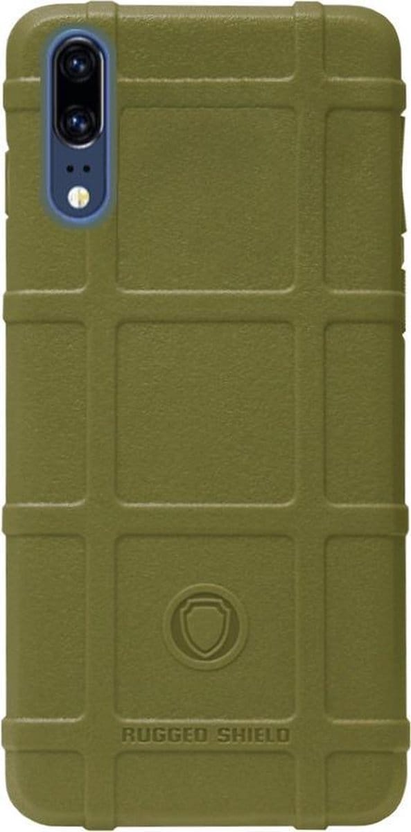 RUGGED SHIELD Rubber Bumper Case Hoesje Geschikt voor Huawei P20 - Groen