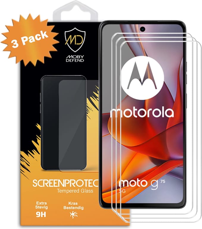 3-Pack MobyDefend Screenprotectors - Geschikt voor Motorola Moto G75 Case-Friendly Screensavers - Gehard Glas