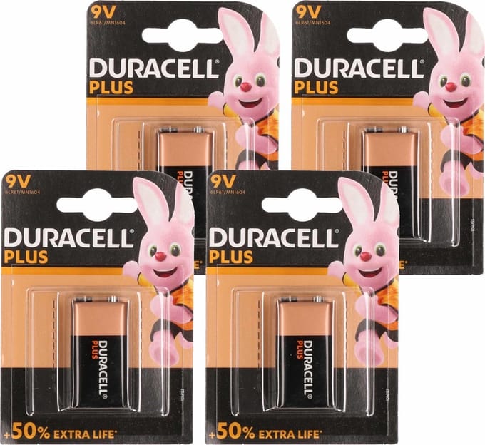 4x stuks Duracell V9 Plus batterij alkaline - Lr61 - Batterijen pack - Blokbatterijen