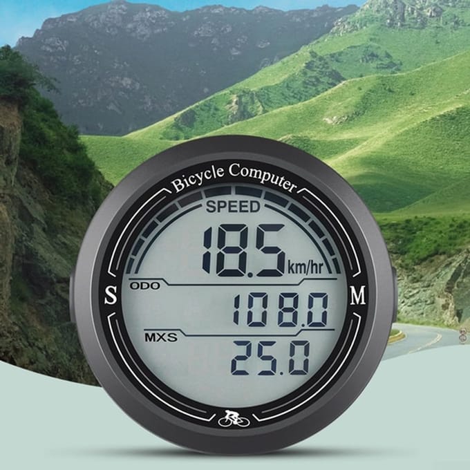 Fietscomputer - Kilometerteller Snelheidsmeter - Fietsdata Monitoren - Waterdicht LCD Scherm - 14.3 cm - Zwart