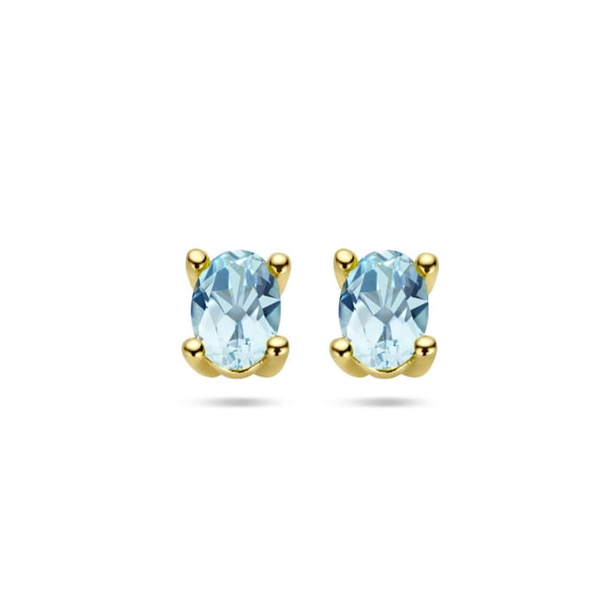 YO&NO - Oorknoppen - Blauw Topaas - 4 bij 6mm - Goud