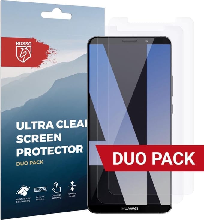 Rosso Screen Protector Ultra Clear Duo Pack Geschikt voor Huawei Mate 10 Pro | TPU Folie | Case Friendly | 2 Stuks