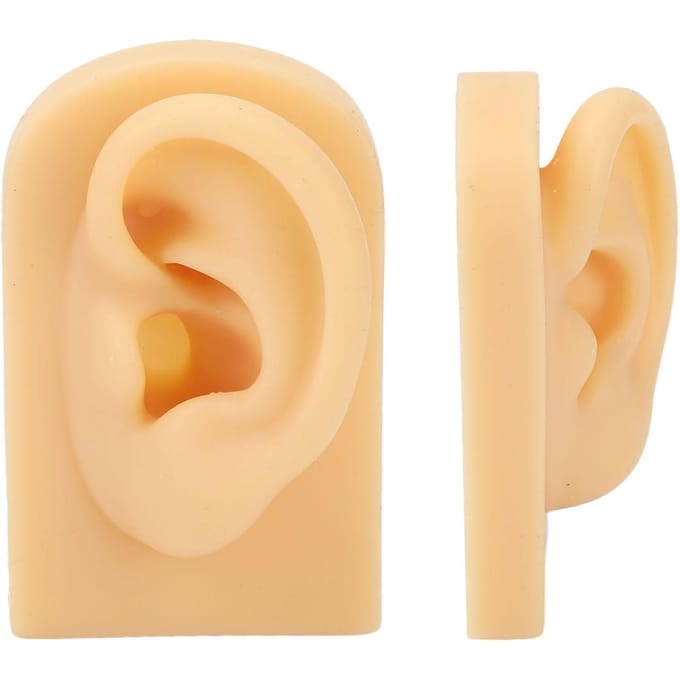 Modèle d'oreille Silicone souple Flexible Simulation d'oreille Pratique de piercing Présentoir à bijoux Faux modèle d'oreille beige