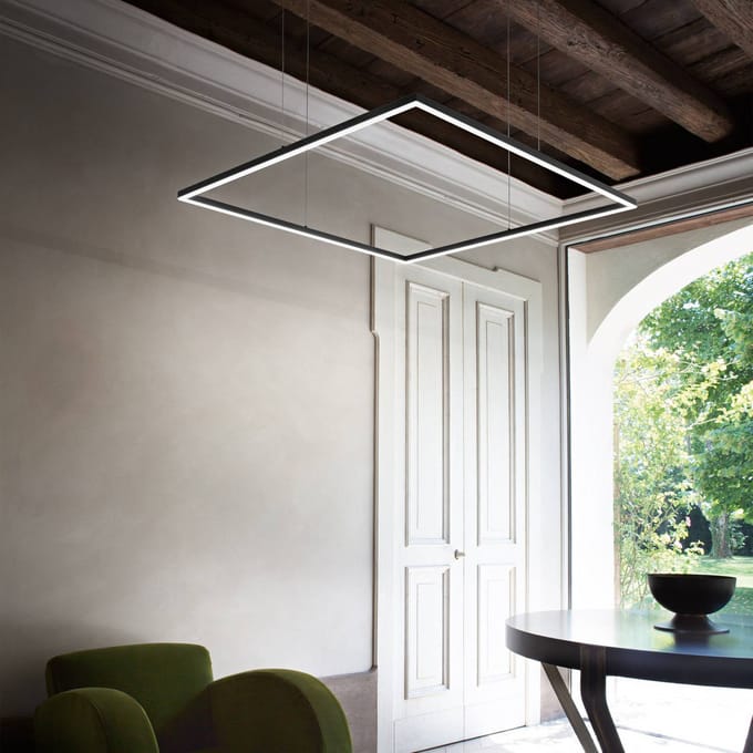 Ideal Lux LED-pendel Oracle Slim 90 x 90 cm zwart 3.000 K