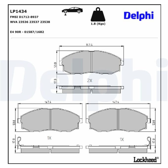 Remblokkenset, schijfrem DELPHI LP1434