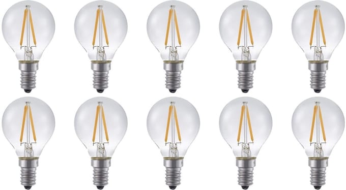 SPL E14 LED Lamp 2W Dimbaar - CRI 93 - Extra Warm Wit - 2500K - LED Filament Globe G45 - Vervangt 15W - 10 Stuks