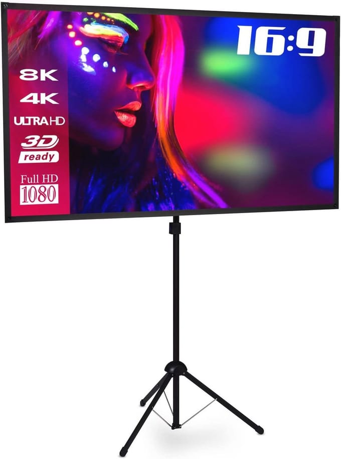 Projectiescherm Statief - Beamerdoek Telescoop - Thuisbioscoop Creëren - X-Type Frame - 133 x 75 cm - Wit