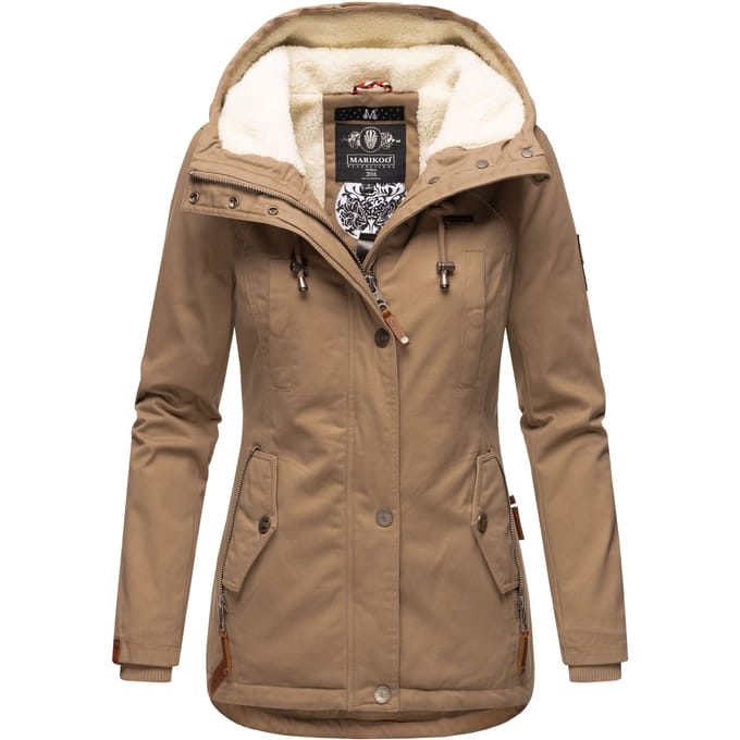 Marikoo dames winterjas met teddyfleece voering & capuchon