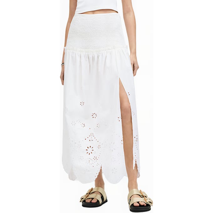 AllSaints Alex Emb Skirt Off White Größe: 2 | Midiröcke Outlet | Damen | Weiß