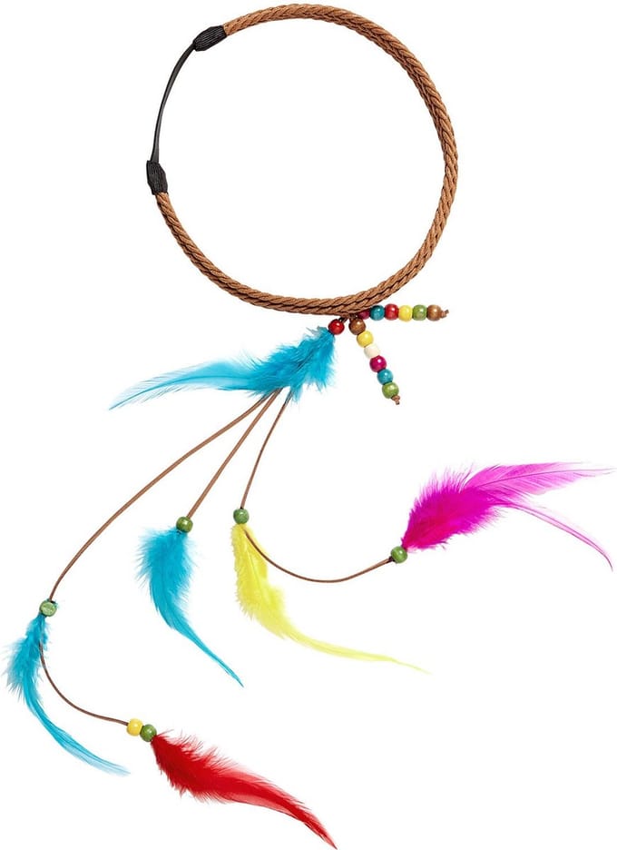 Hippie hoofdband met veertjes en steentjes