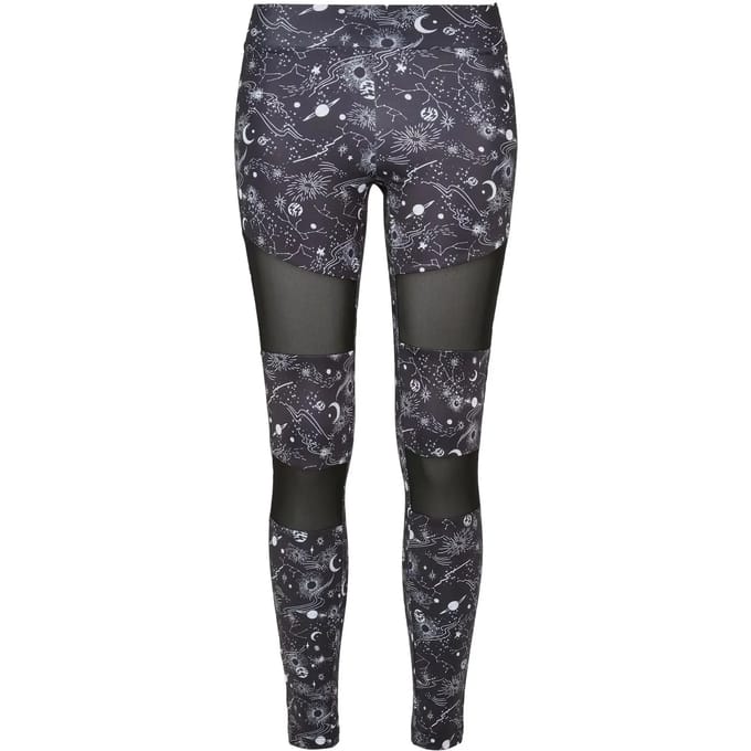 Urban Classics - Tech Mesh AOP blackuniverse Sportlegging - S - Zwart