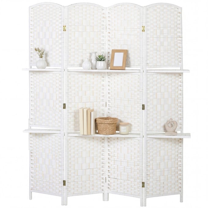 HOMCOM Kamerscherm - Papiervezel - 160x1,6x170cm - Wit