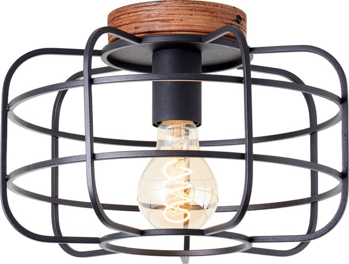 Brilliant Gwen - Plafondlamp - E27 max 1x60W - Hout/Zwart