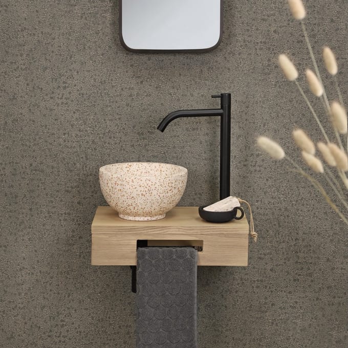 Differnz fonteinplank 40x25x10cm rechthoek met handdoekhouder eiken