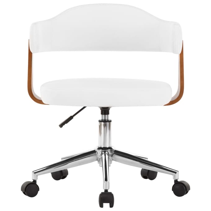 vidaXL Eetkamerstoelen draaibaar 4 st gebogen hout en kunstleer wit
