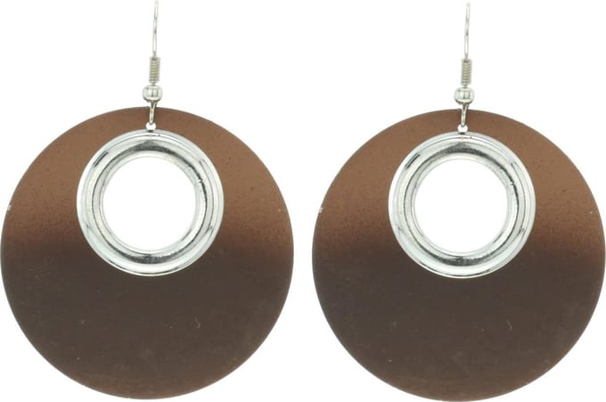 Behave - Oorhanger Dames - Rond - Mat Bruin - Diameter 4.5 cm