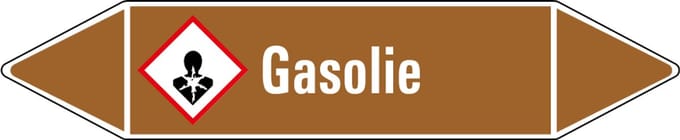 Gasolie leidingmarkering op vel 252 x 52 mm - 3 per vel