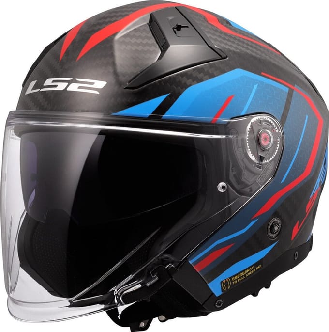 LS2 OF603 Infinity II C Urus Blauw Rood 06 Jethelm - Maat M - Helm