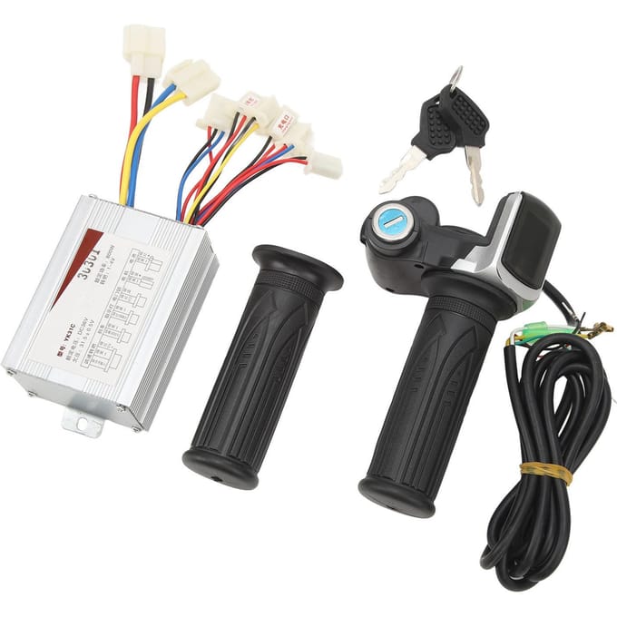 36V 800W Elektrische Fiets Ombouwset Motor Controller Gashandvat met Vierkant Scherm Sleutelslot gray