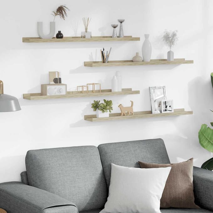 vidaXL - Wandschappen - 4 - st - 80x9x3 - cm - sonoma - eikenkleurig