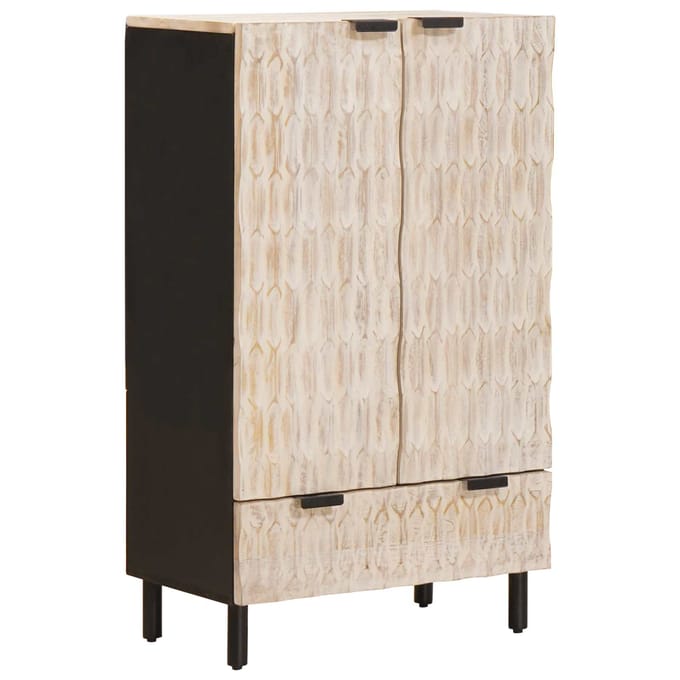 vidaXL - Highboard - met - lade - Witte - Was - Afwerking - 60 - x - 33 - x - 100 - cm