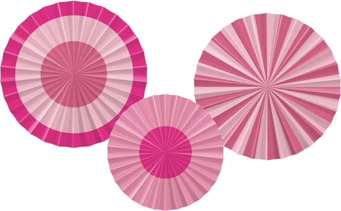 Folat - Decoratiewaaiers perfect pink - 3 stuks
