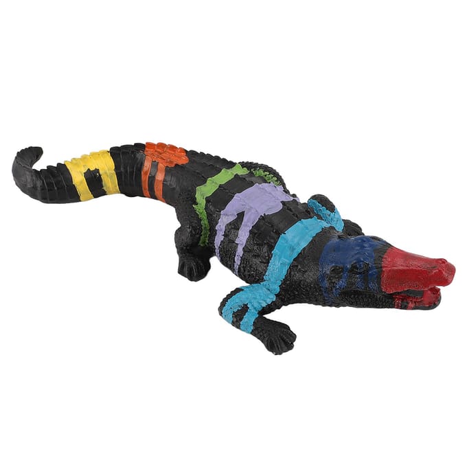 Sculpture Crocodile Statue Mini Résine Intérieur Extérieur Jardin Décor Moderne Figurine Animale Table black