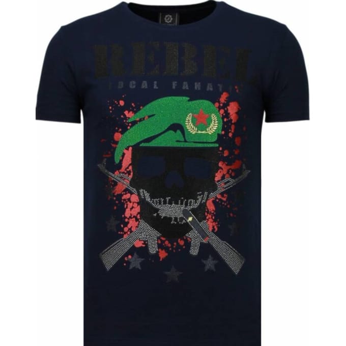 Local Fanatic Skull rebel rhinestone t-shirt