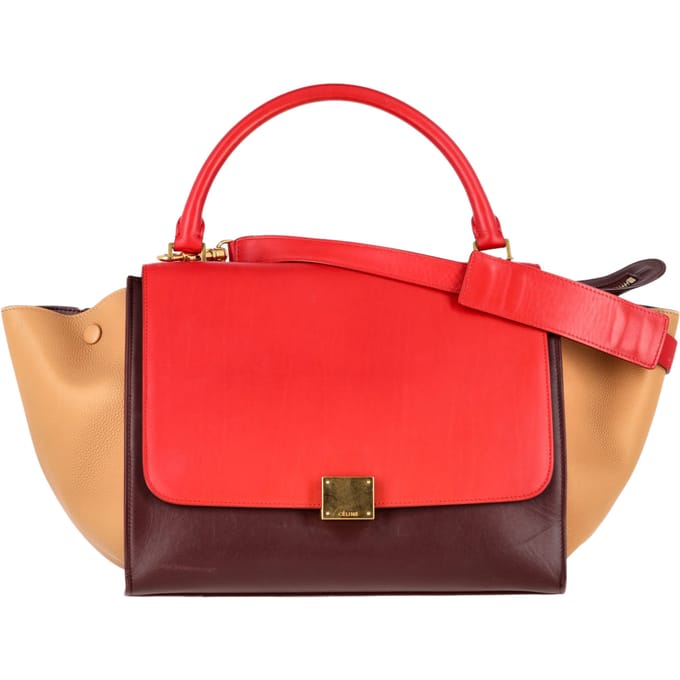 Celine Medium Tri-Color Trapeze Bag in Multicolor Kalfsleer
