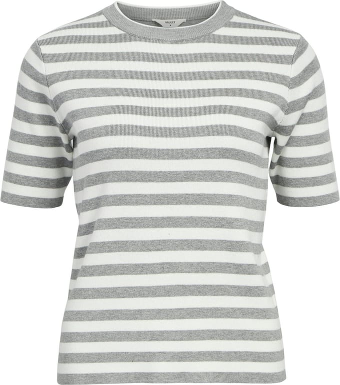 Object Objester S/s New Knit Pullover Tops & T-shirts Dames - Shirt - Lichtgrijs - Maat L