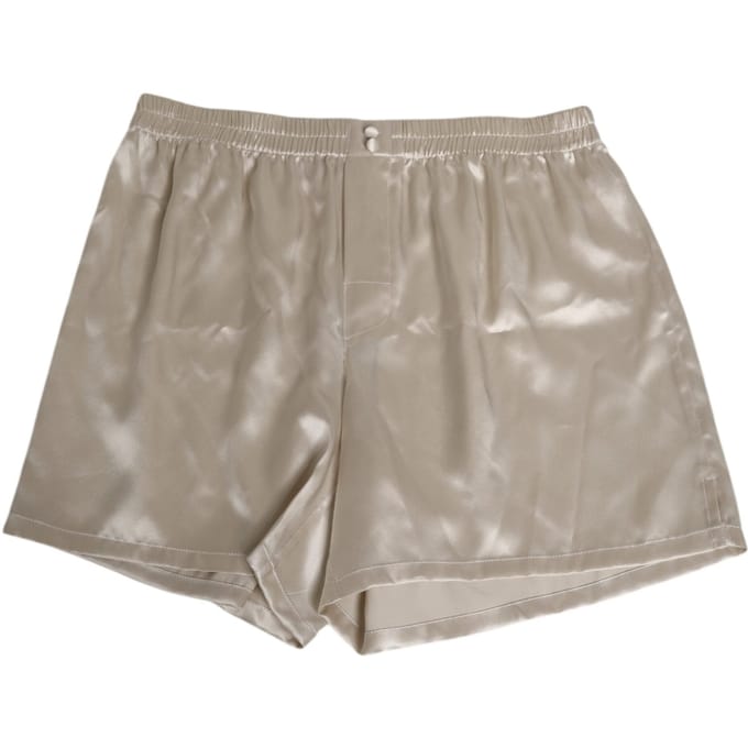 Dolce & Gabbana Beige Zijde Satijn Elastische Heren Boxer Short Badmode