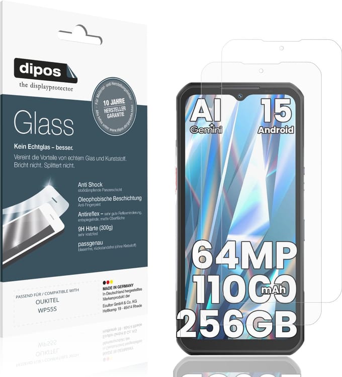 dipos – 2x Matte Pantserfolie geschikt voor OUKITEL WP55S | 9H Screenprotector