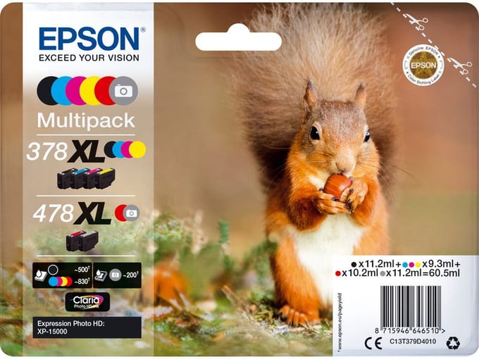 Epson Inktcartridge 378/478XL (C13T379D4010) 6-kleuren Multipack Hoge capaciteit