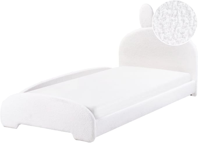 PERROS - Kinderbed - Gebroken wit - 90 x 200 cm - Bouclé