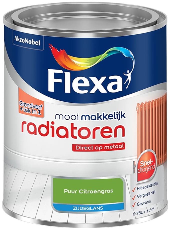 Flexa - Mooi Makkelijk Radiatoren Zijdeglans - Puur Citroengras - Mengverf - 750 Ml