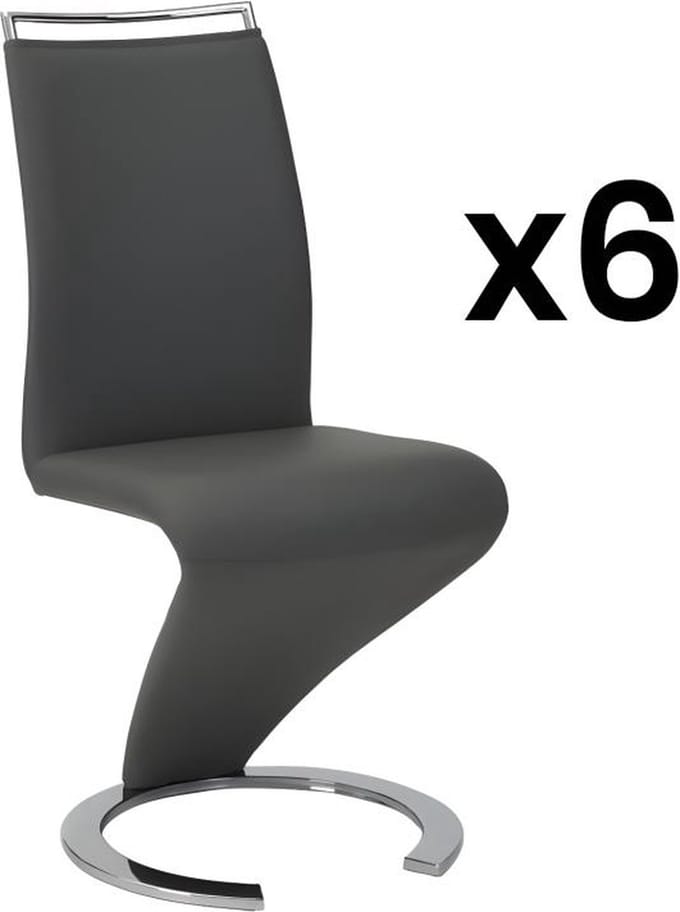 Vente-unique Set van 6 stoelen TWIZY - Kunstleer zwart