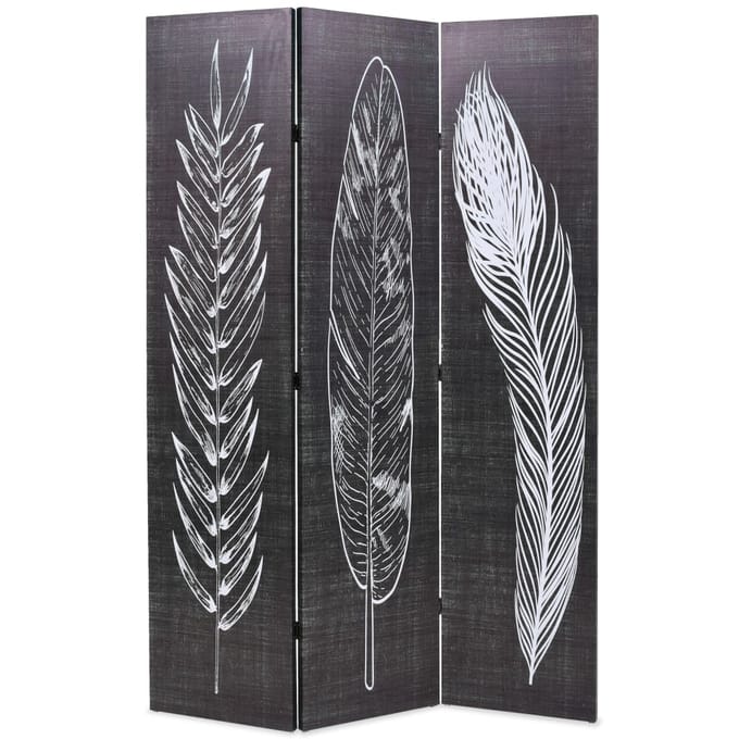 vidaXL - Kamerscherm - inklapbaar - veren - 120x170 - cm - zwart - en - wit