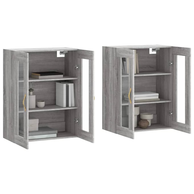 vidaXL - Hangkasten - 2 - st - bewerkt - hout - grijs - sonoma - eikenkleurig