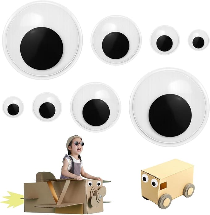 Wiebelogen Zelfklevend - Bewegende Ogen - Knutselprojecten - Zelfklevend Bewegend - 40/50/80/100 mm - Zwart Wit