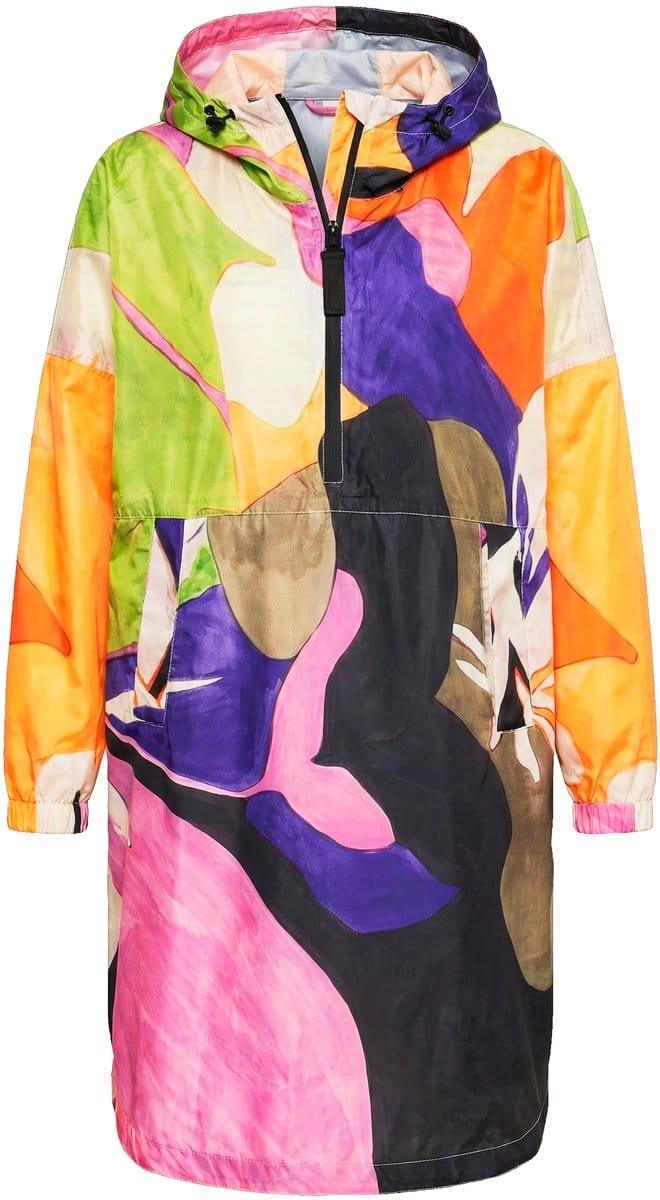 Laurasøn - Dames - Functionele regencape unisex print capuchon - Lavendel - Maat 1
