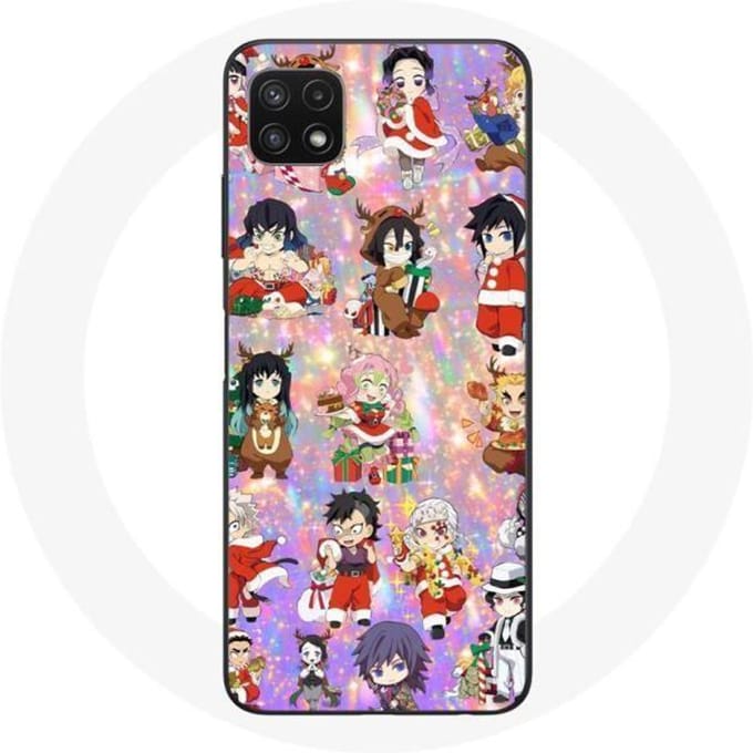 Coque pour Samsung Galaxy A22 5G Demon slayer merry christmas affiche le cadeau de noël