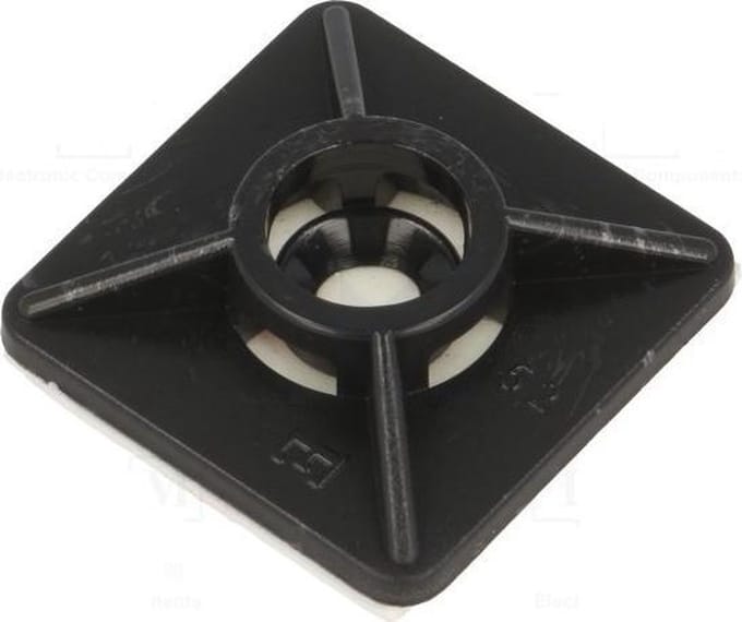 10x Tie-Wrap Kabelbinderhouder ZWART 19x19 mm Zelfklevend