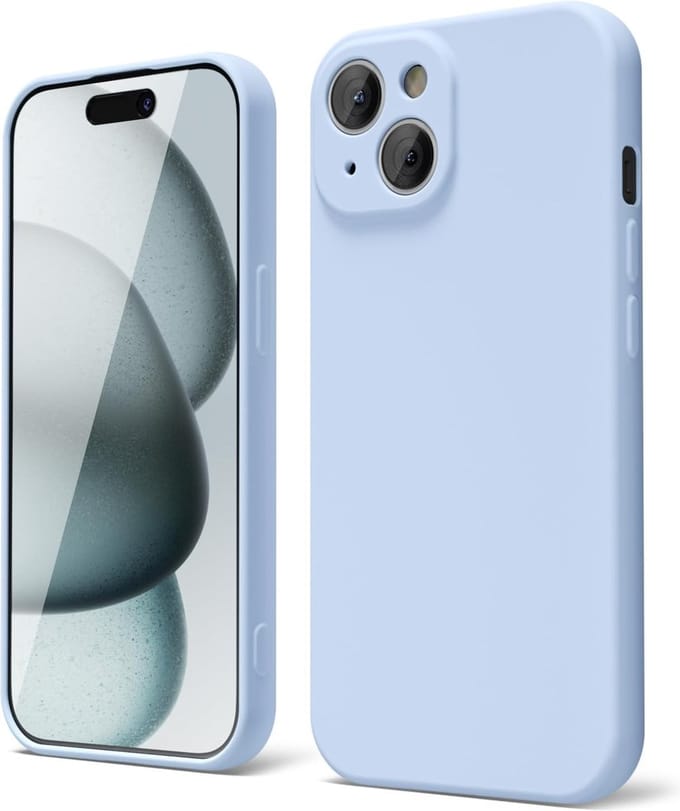 Solid hoesje Soft Touch Liquid Silicone Flexible TPU Cover [Camera all-round bescherming] - Geschikt voor: iPhone 15 Plus - Lichtblauw