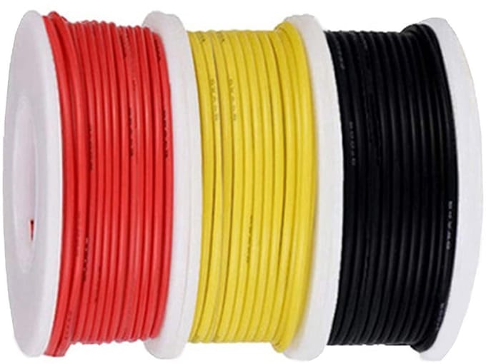 Patchkabelset 7 meter 22 AWG PVC-isolatie Vertind koper Massieve kabel Zwart, rood, geel