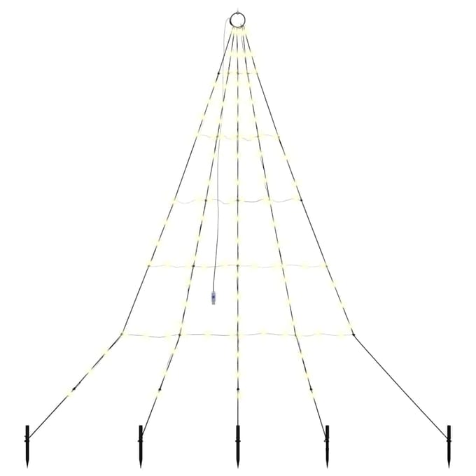 vidaXL - LED - Kerstboom - met - Grondspikes - Warmwit - 182 - cm - Metaal