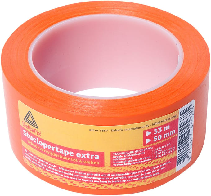 Deltafix Stuclopertape extra zelfklevend - oranje - 33 m x 50 mm