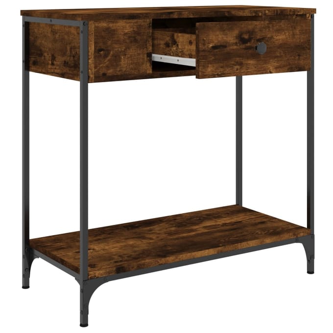 vidaXL - Wandtafel - 75x34,5x75 - cm - bewerkt - hout - gerookt - eikenkleurig