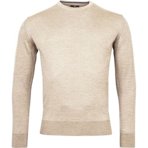 Baileys Trui Merino Wool Crew Neck Uni Color Single Knit Licht Beige / male