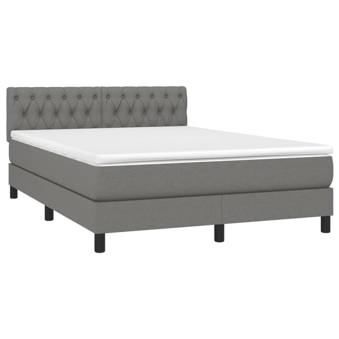 vidaXL - Boxspring - met - matras - stof - donkergrijs - 140x190 - cm