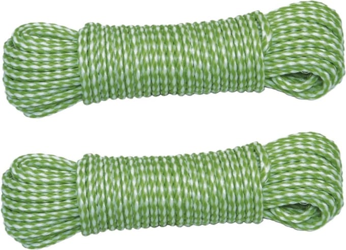 AMIG Paracord touw - 2x - 20 meter - D4mm - 100kg - PP/PE - lichtgroen/wit